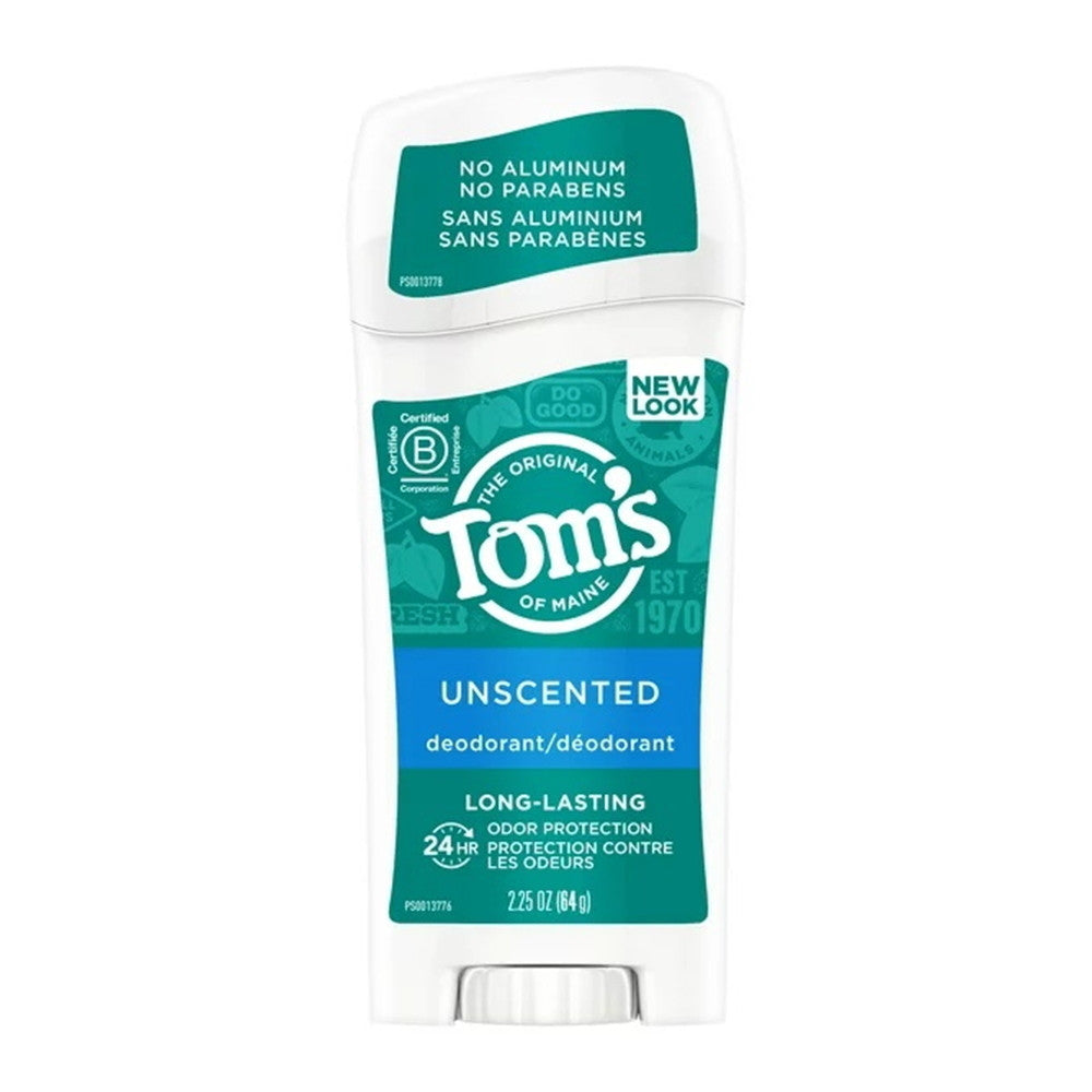 Toms Of Maine Natural Long-Lasting Deodorant Stick Unscented, 2.25 Oz